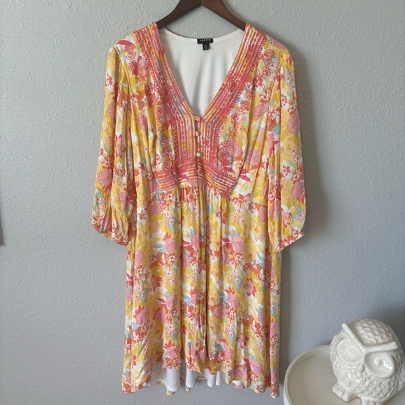 Torrid Peach Floral Gauze Hi-Lo Dress Size 3X (22-24) - Picture 2 of 13